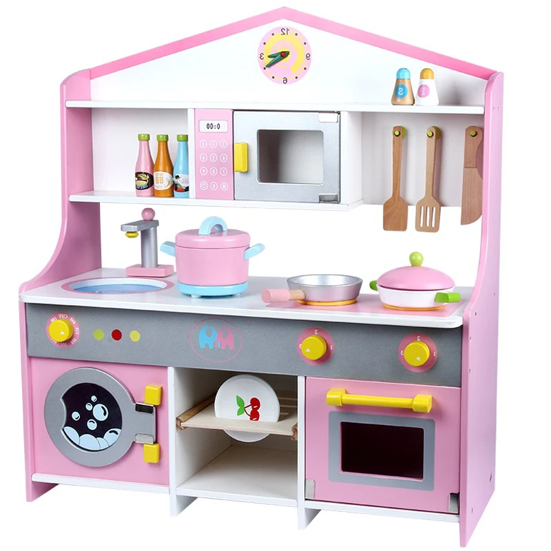 Kids Preschool Table Game Wooden Cooking Set Toy Pretend Play Simulation Kitchen Set Toys for Girls Boys