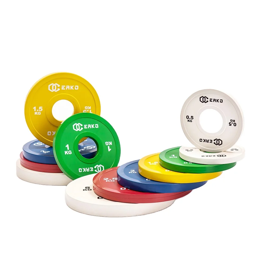 Eako Sports Gym Fitness Cast Iron Competition Change Plate Color 1kg/2kg/5kg Barbell Calibrated Bumper Rubber Weight Plates