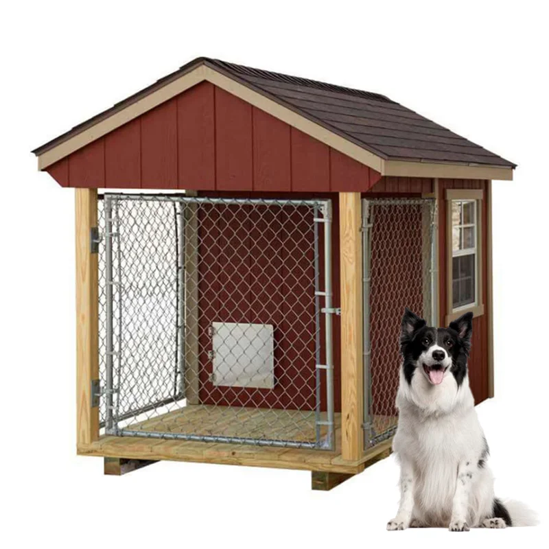 All Weather Customizable Large Outdoor Wooden Dog Kennel with Sustainable Run for Pet Dogs  Golden Retriever Samoyed