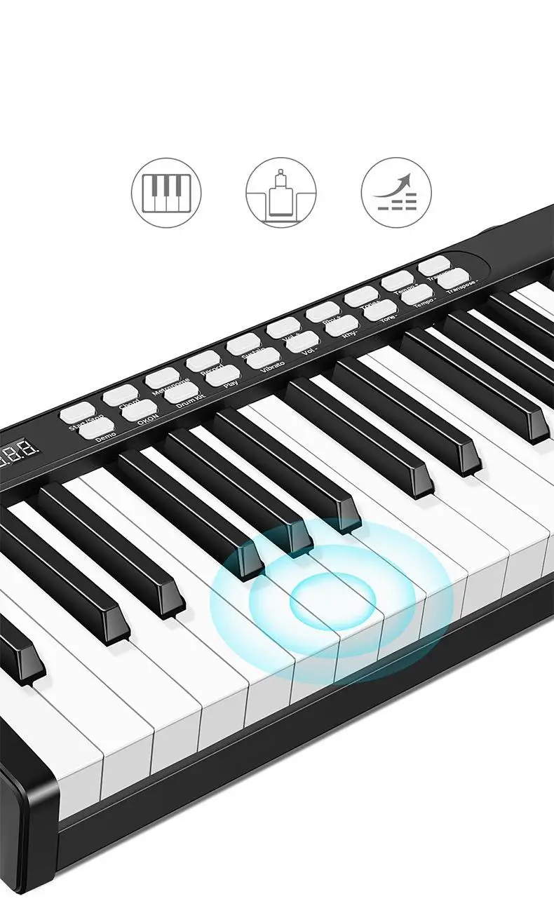 Portable Piano 88 Key Electronic Piano Thickened Hand Roll Folding Electronic Piano Bluetooth MIDI Keyboard Bluetooth Charging