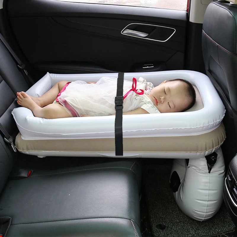 Safety Adjustable height airplane camping air baby bed travel infant sleeping flocking parapet wall mat inflatable car mattress