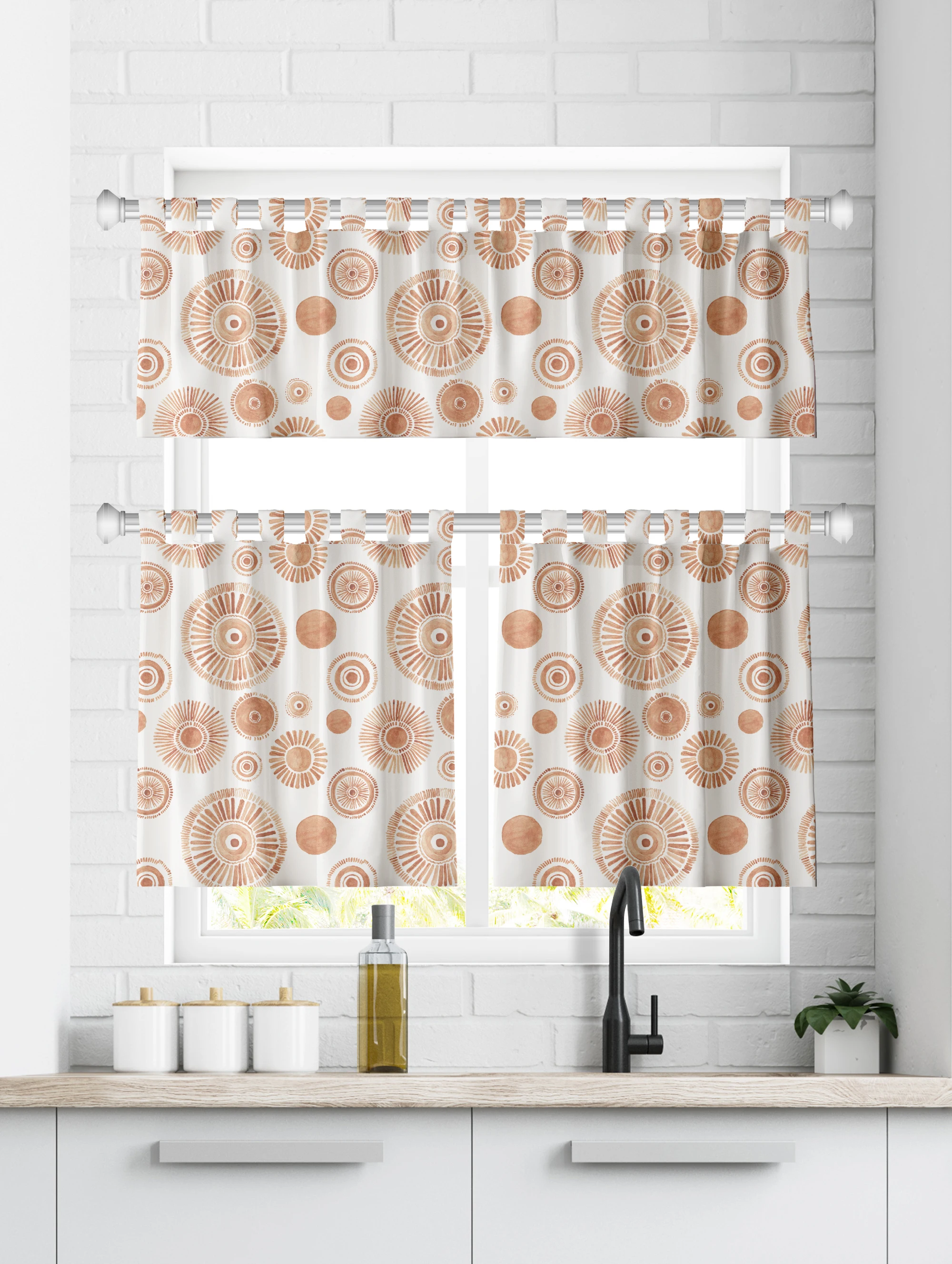 Wholesale Fashion Lace Printed Short Embroidery Solid Color Kitchen Curtain For Home Window