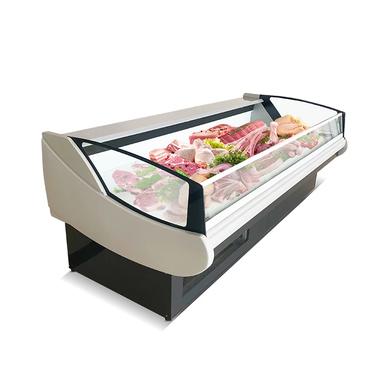 Commercial Fresh Meat Chiller Open Counter Top Serve Freezer Sea Food Display Refrigerator