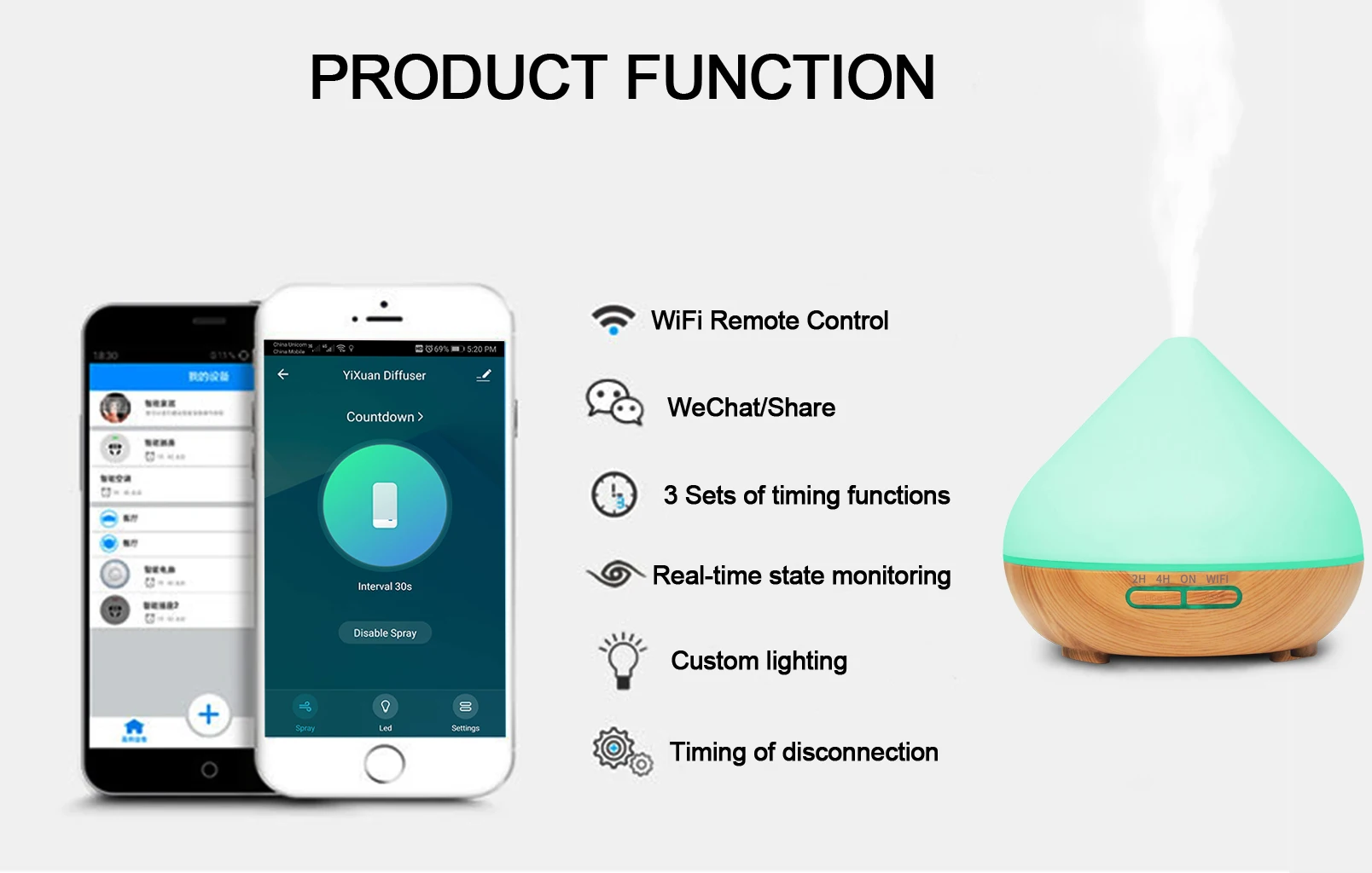 Customizable 400ML Aroma Diffuser  Air Humidifier Household Commercial use Essential Oil Desktop LED Light