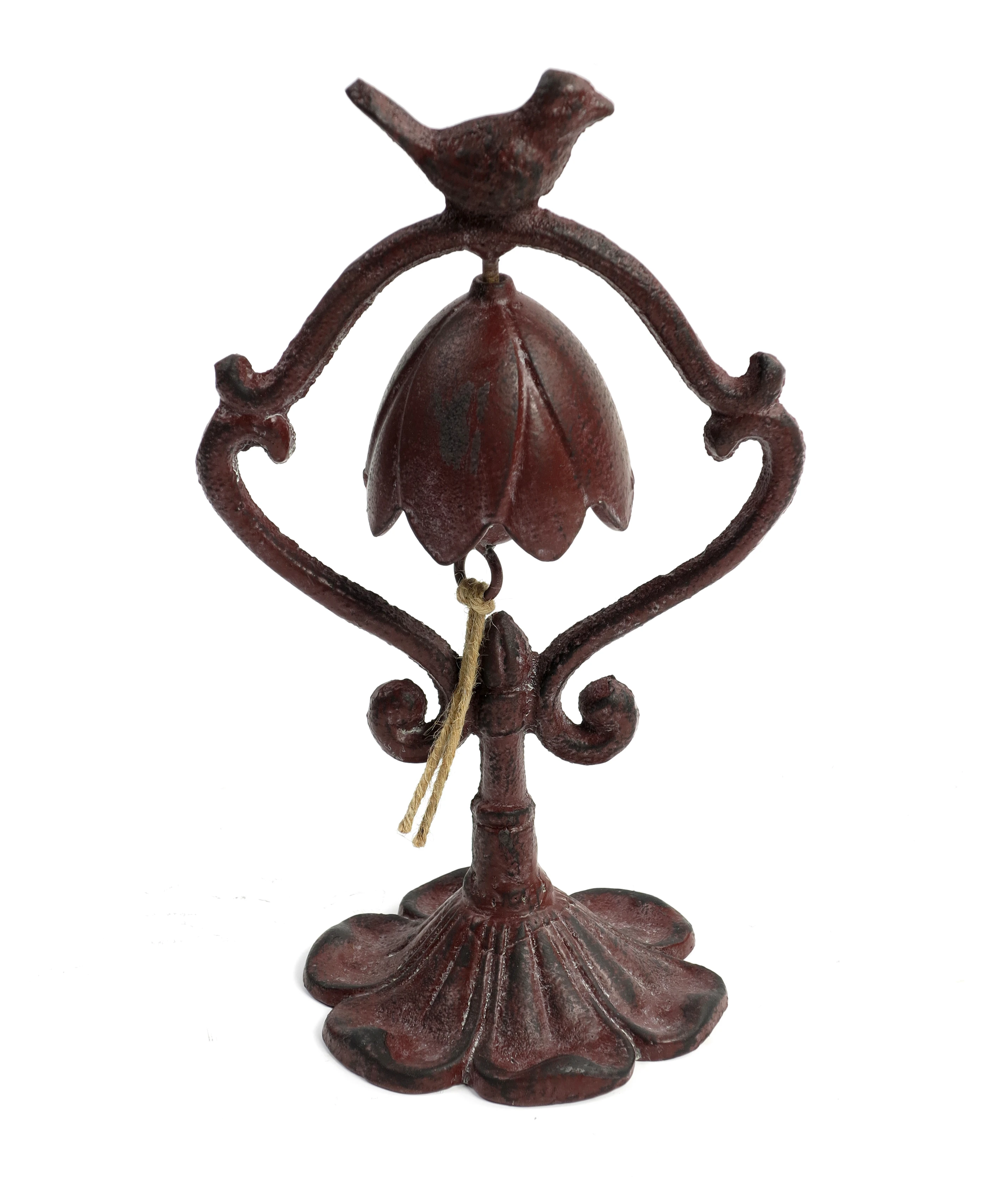 Cinnabar red cast iron art listening decorative bird placed metal bell