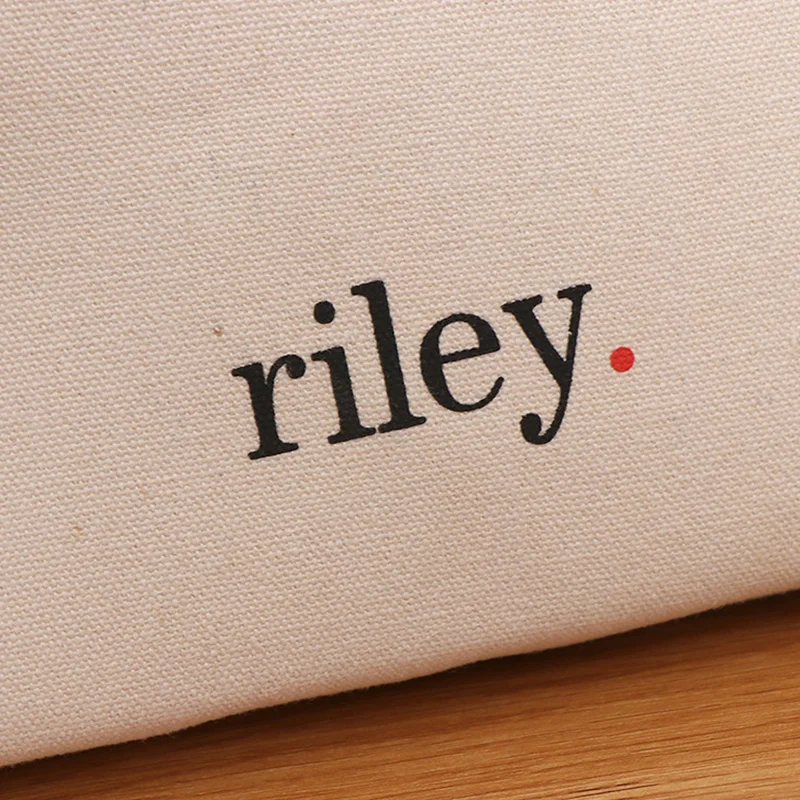 Wholesale Canvas Cotton Cosmetic Pouch Custom Logo Printed Eco Friendly Blank Organic Makeup Make Up Bag