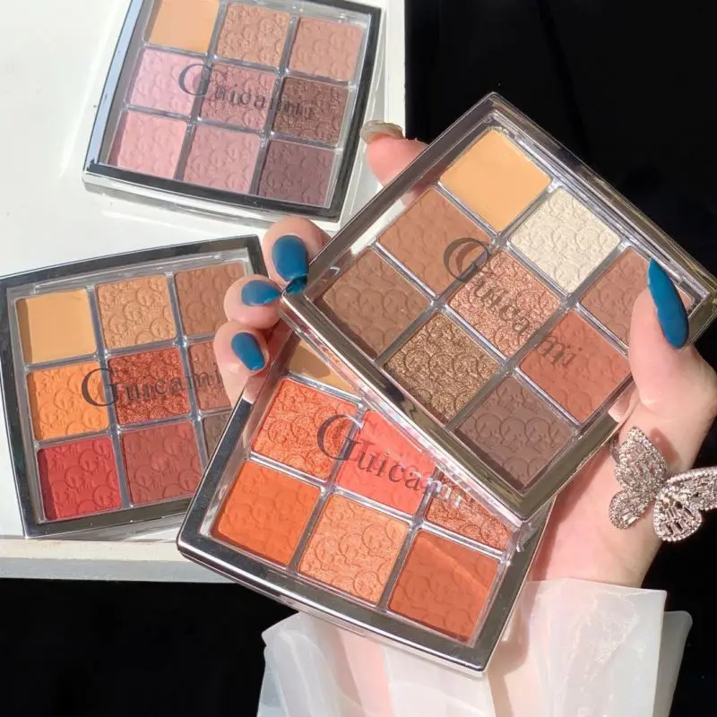 wholesale 9 color shiner eye shadow pastel glitter multi chrome eyeshadow christmas eyeshadow pallet