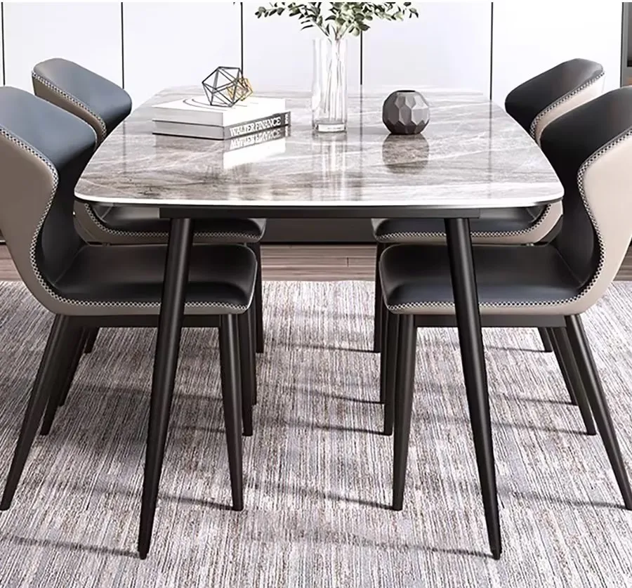 Italian Rock Plate Table Modern Simple Light Luxury Rectangular Rice Table Small Household Living Room Furniture Northern Europe