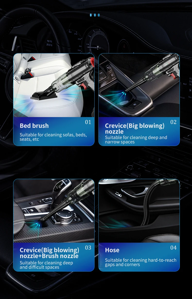 Handheld Car Vacuum Wireless Portable Vacuum Cleaner High Power Suction blow Mini Vacuum Cleaner for Car Home Office Pet