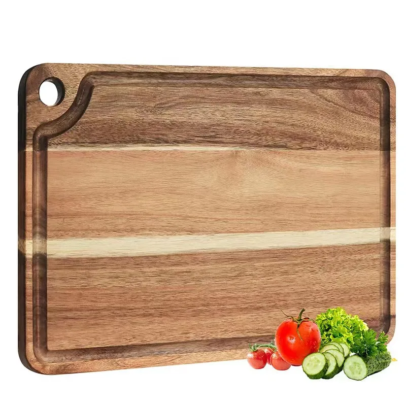 Wholesale Factory Fruit Vegetable Board Custom Acacia Wood Charcuterie Board Cheese Tray with Driped groove