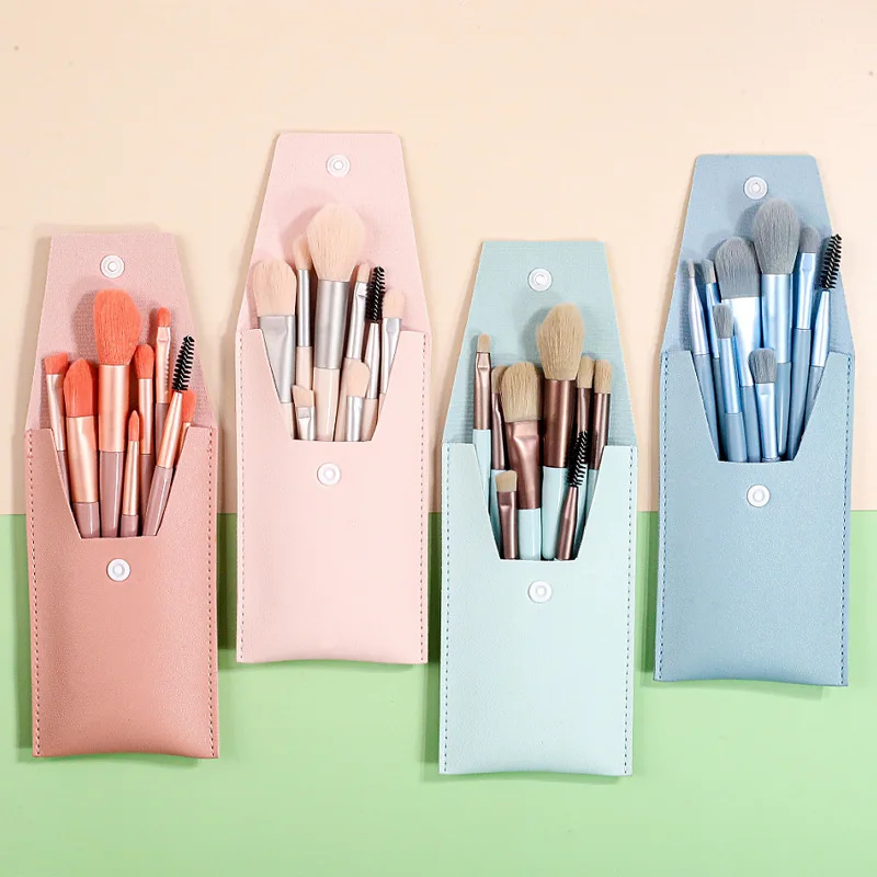 Professional 8Pcs Synthetic Travel Makeup Brush Foundation Cosmetics Powder Face Makeup Brush Set With Bag