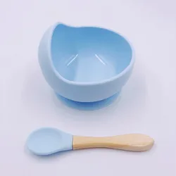 0705 Baby silicone food supplement bowl dinner plate easy to clean non-slip anti-fall bowl spoon set