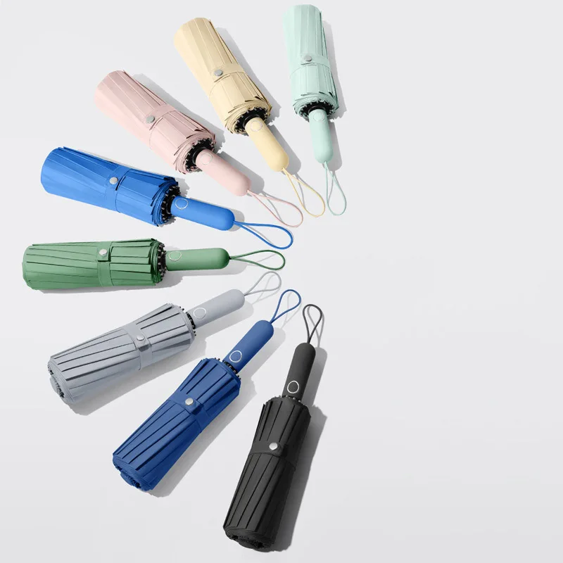 Wholesale cheap Multi color custom logo 3 folding umbrella automatic sun and rain umbrella for outdoor