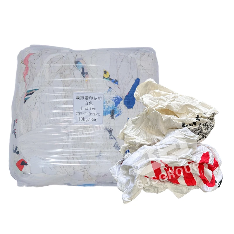 IMPA 232906 Used Recycled White T-shirt Rags stracci bianchi Cotton Waste Scrap Textile Waste Wiping Rags For Machine Cleaning