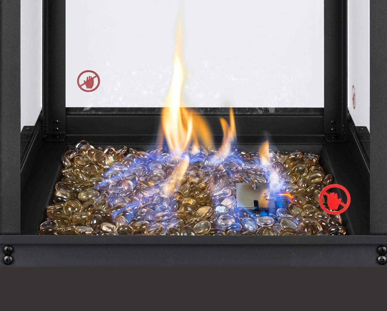 steel outdoor pyramid gas terrace fire tower  for garden and patio with tempered glass stones P1201 with CE approval