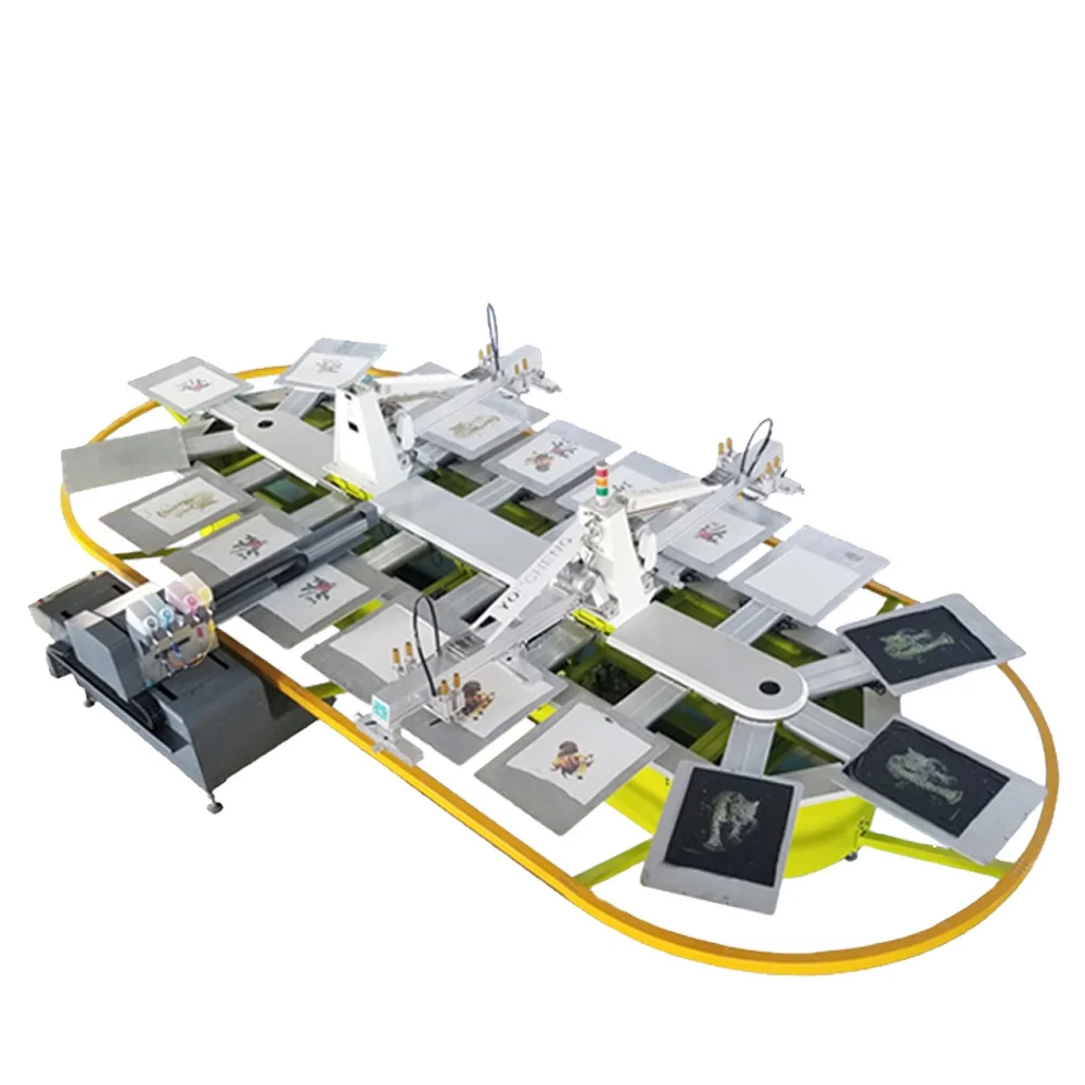 high quality 3 color automatic screen printing machine + digital printing with 4/8 nozzles