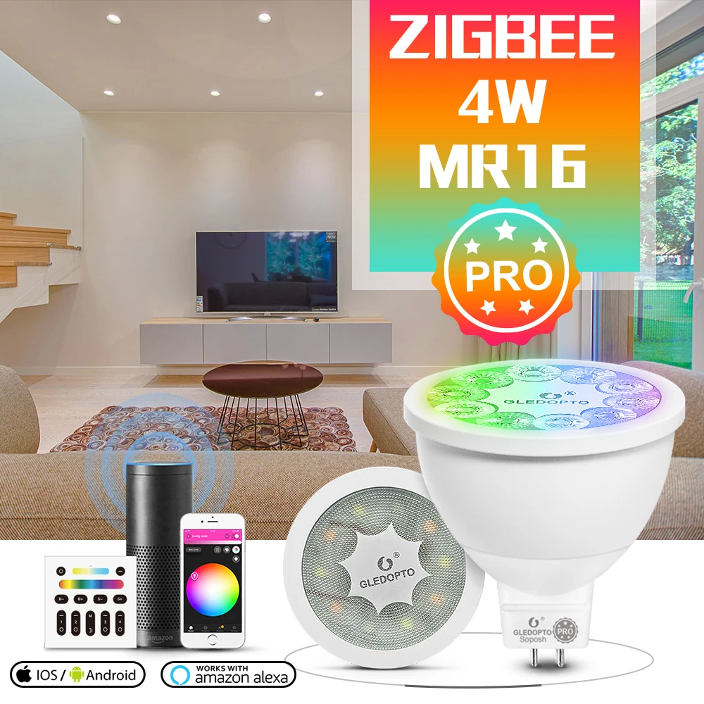 Лидер продаж ZIGBEE PRO RGB + CCT цвет AC/DC 12 В 5 Вт MR16 Zigbee 3 0 Интеллектуальный светодиодный прожектор для внутреннего