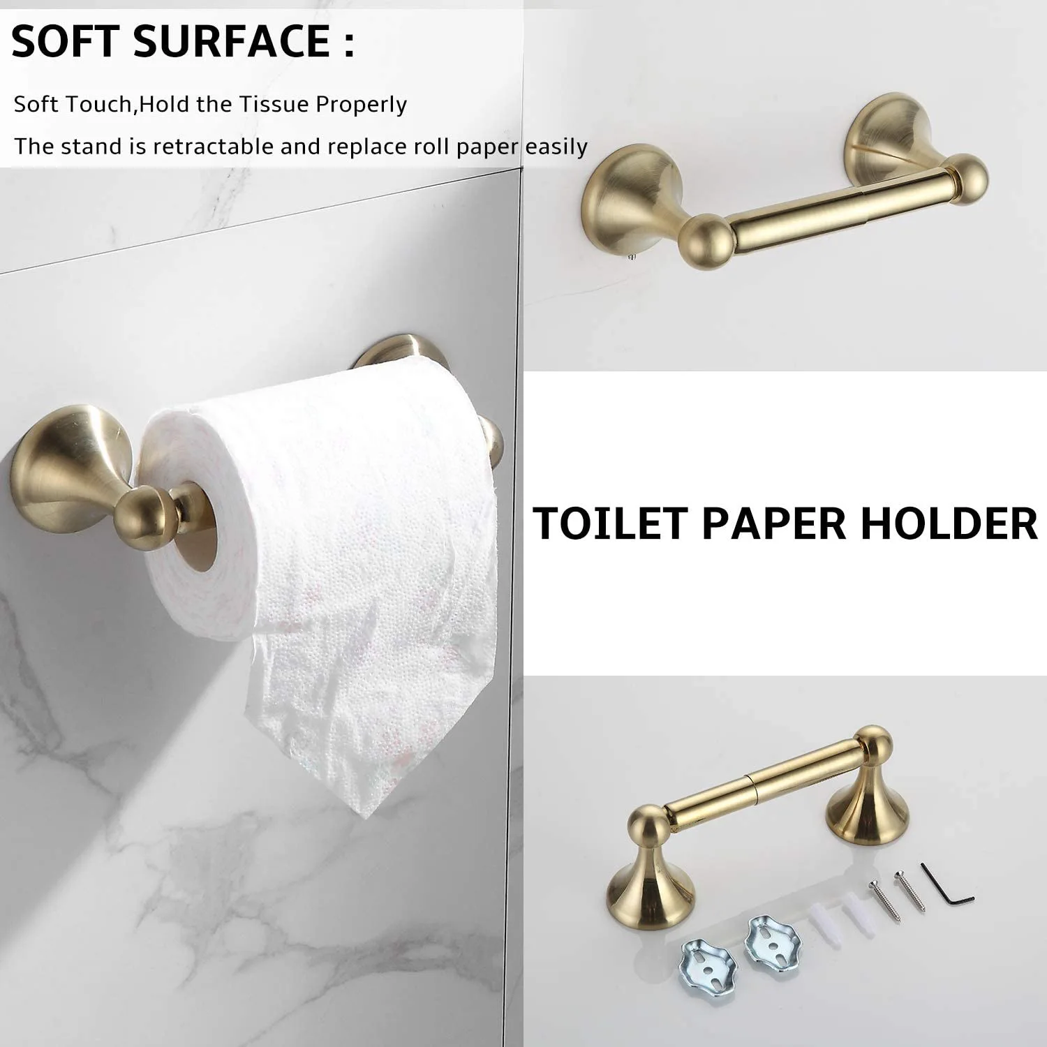 Bathroom Accessory Set 4 Piece Toilet Paper Holder,Towel Hook Stainless Steel,Wall Mounted Bathroom Hardware Accessories Set
