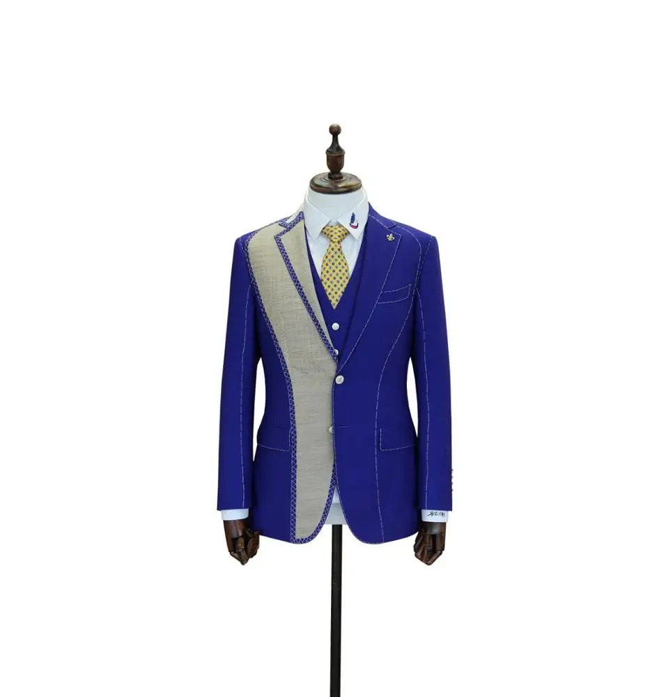 
Hot selling Grey woolen slim business formal men custom suits by China factory 