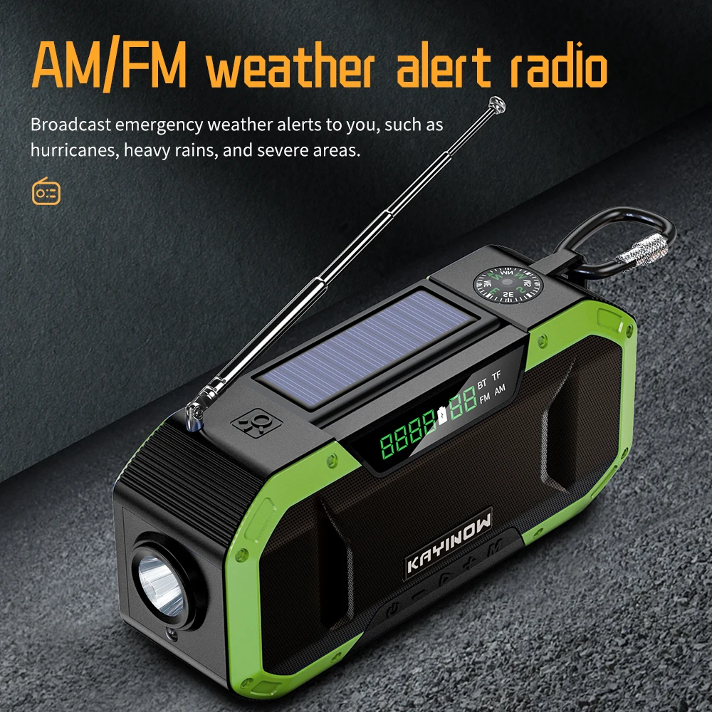 Solar Rechargeable Emergency NOAA/WB Weather Band Radio Crank Outdoor Dynamo Radio