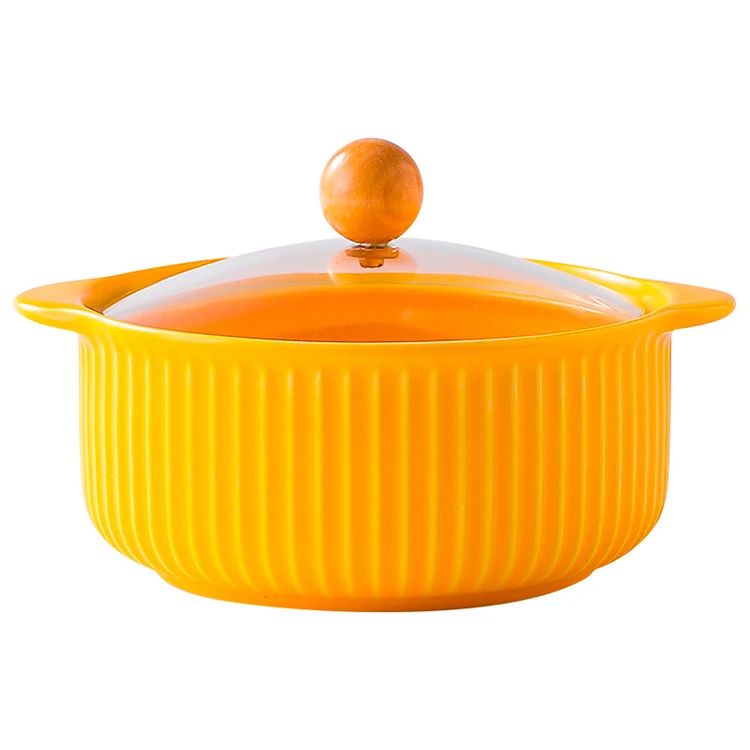 Nordic ceramic insulated dish casserole with lid casserole food warmer pot