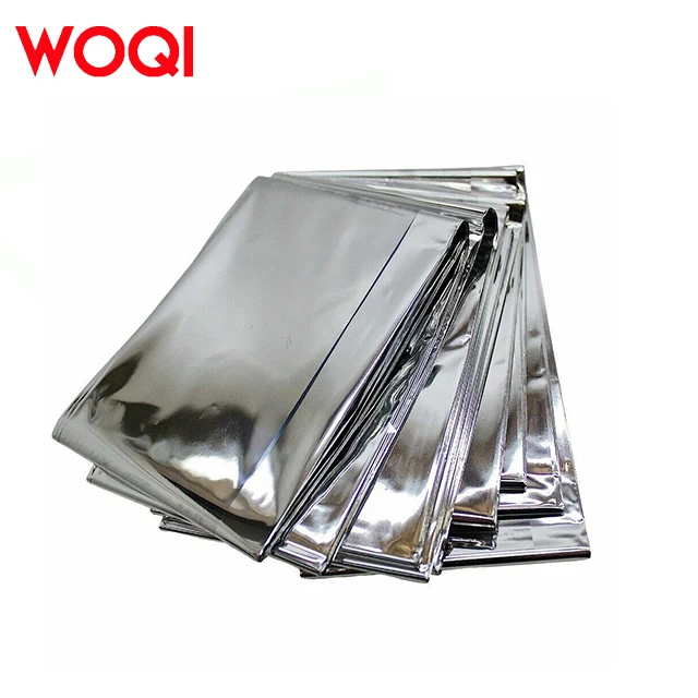 WOQI Factory Customized Wholesale Outdoor Products Double sided Gold and Silver Emergency Insulation Lifesaving Blankets
