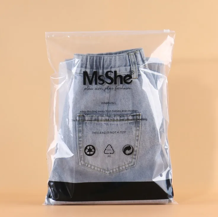Eco friendly custom factory price with your logo t shirt packaging frosted zip lock plastic bags for clothes