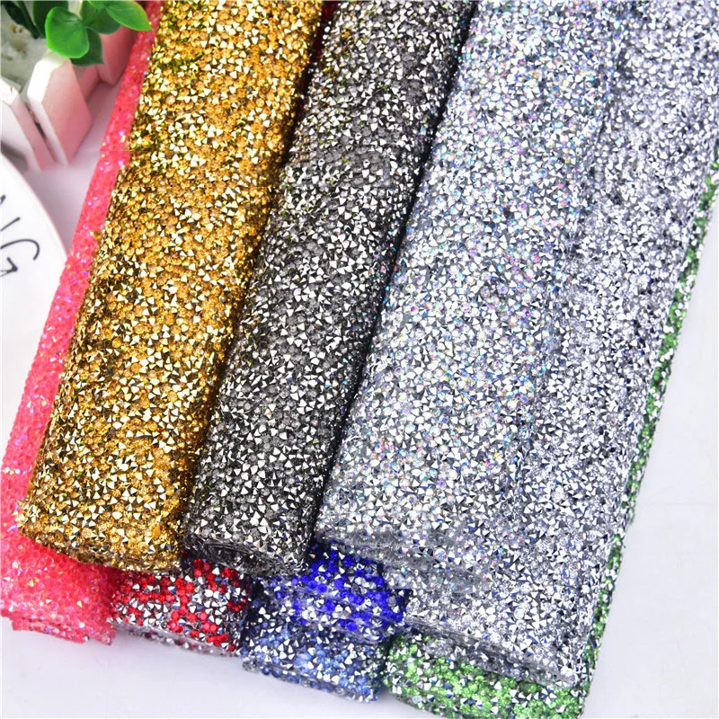 24*40Cm Adhesive Rhinestone Mesh Sheets Hot Fix Crystal Rhinestone Mesh Trimming