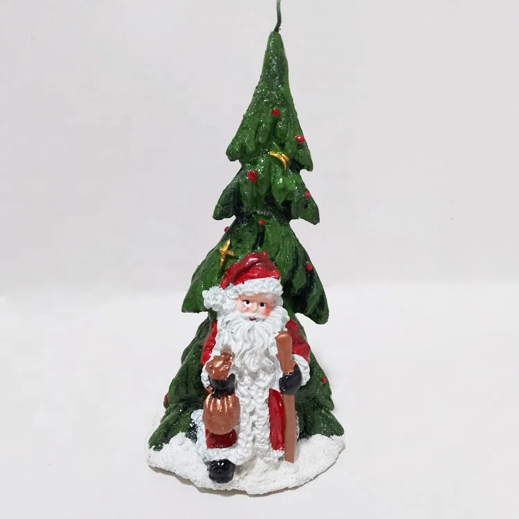 Stock 3 Pieces Set Hand Painted Creative Christmas Candle Holiday Gifts Paraffin Wax Candle Crafts Christmas Tree Shape Candles