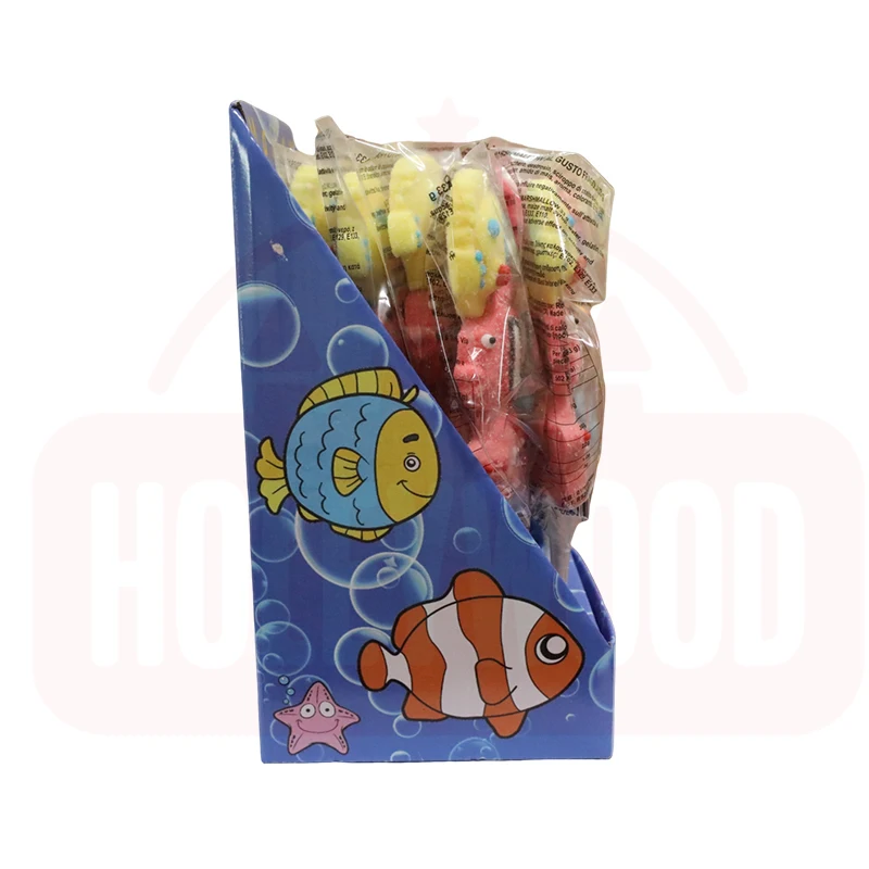 Holeywood 3D 33g Marshmallow String Lollipop Marine Animal Combination Multi-Color Fruit Flavored Sweet Halal Candy Box