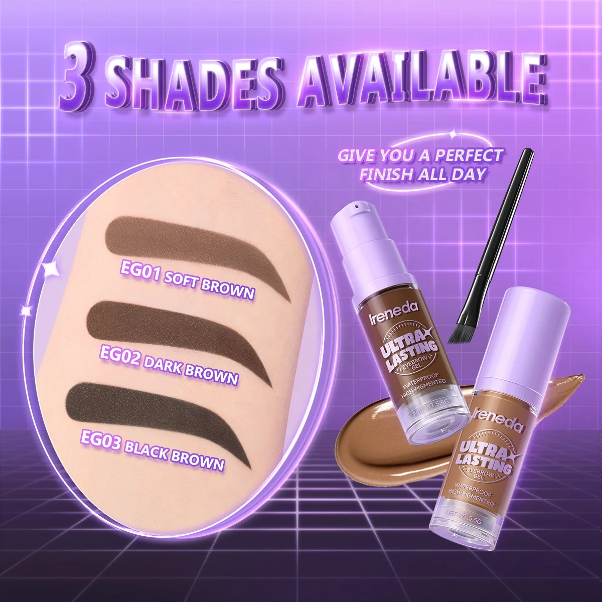 Ireneda IR-E05 Professional Brow Tint Long Lasting Eyebrow Balm Colored Brow Gel