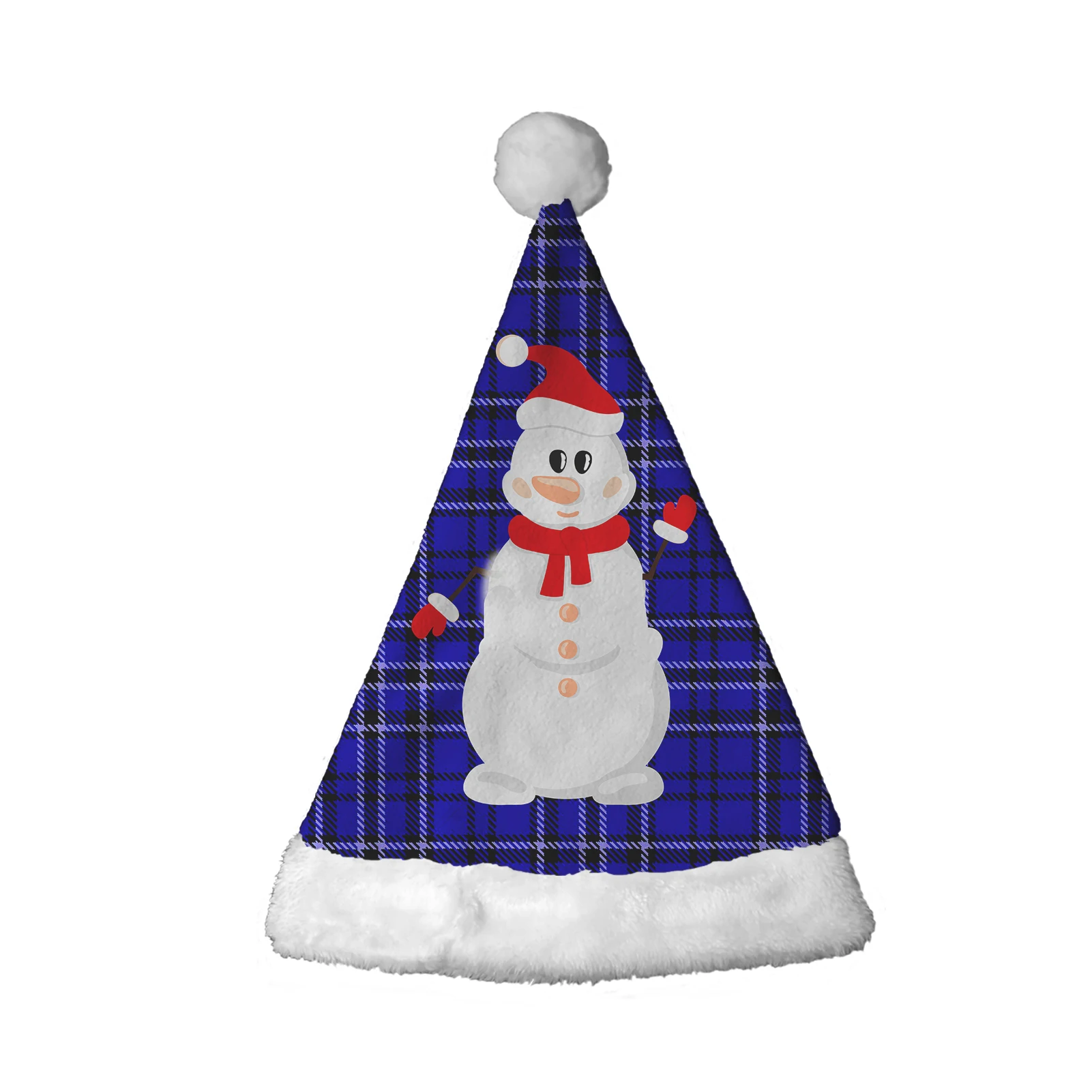 Christmas Red/Green Plaid Dotted Line Pattern TTO Technology Soft Infant Santa Hat Christmas Xmas Ornaments for Children Adults