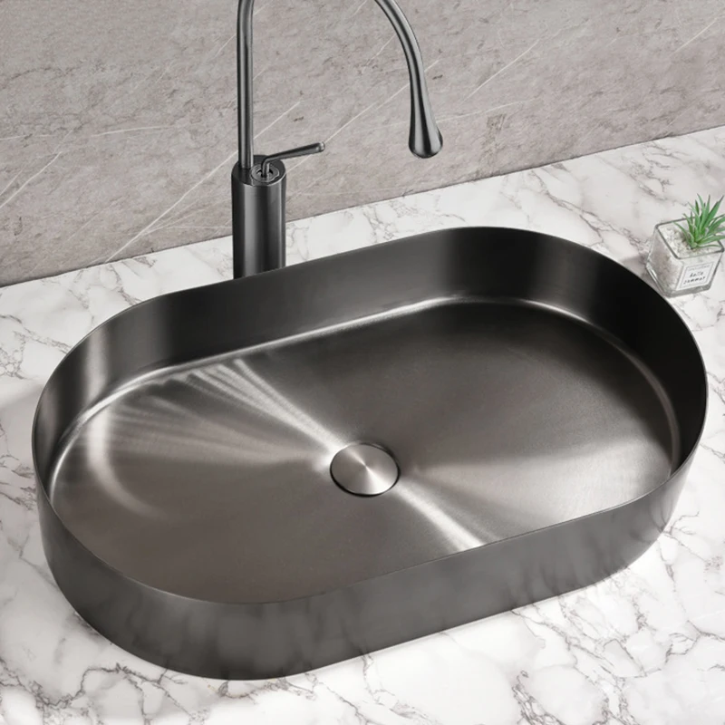 Luxury Wash Basin Commercial 304 Hotel Bathroom Wash Basin Single Bowl Stainless Steel Basin