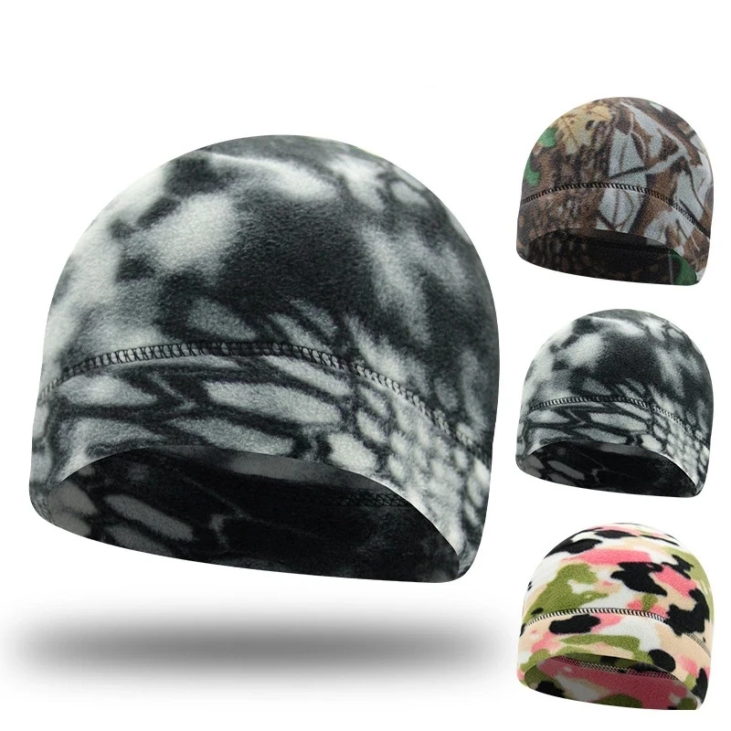 Polar Fleece Camouflage Outdoor Ride Men Beanie Spring Autumn Keep Warm Windproof Unisex Cycling Cap Skull Hat