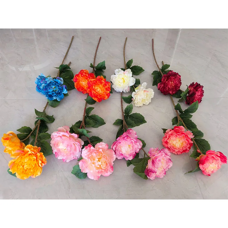 YIWAN 2 состоятельные пионы оптом искусственный шелк цветок свадебный отель комнатные растения Декор искусственная счастливая Роза