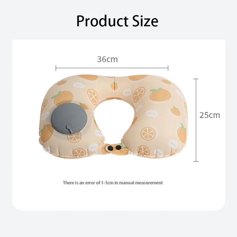 Milk Silk Inflatable Portable Travel Pillow U-Shaped Press Fruit Print Neck Protect Pillow