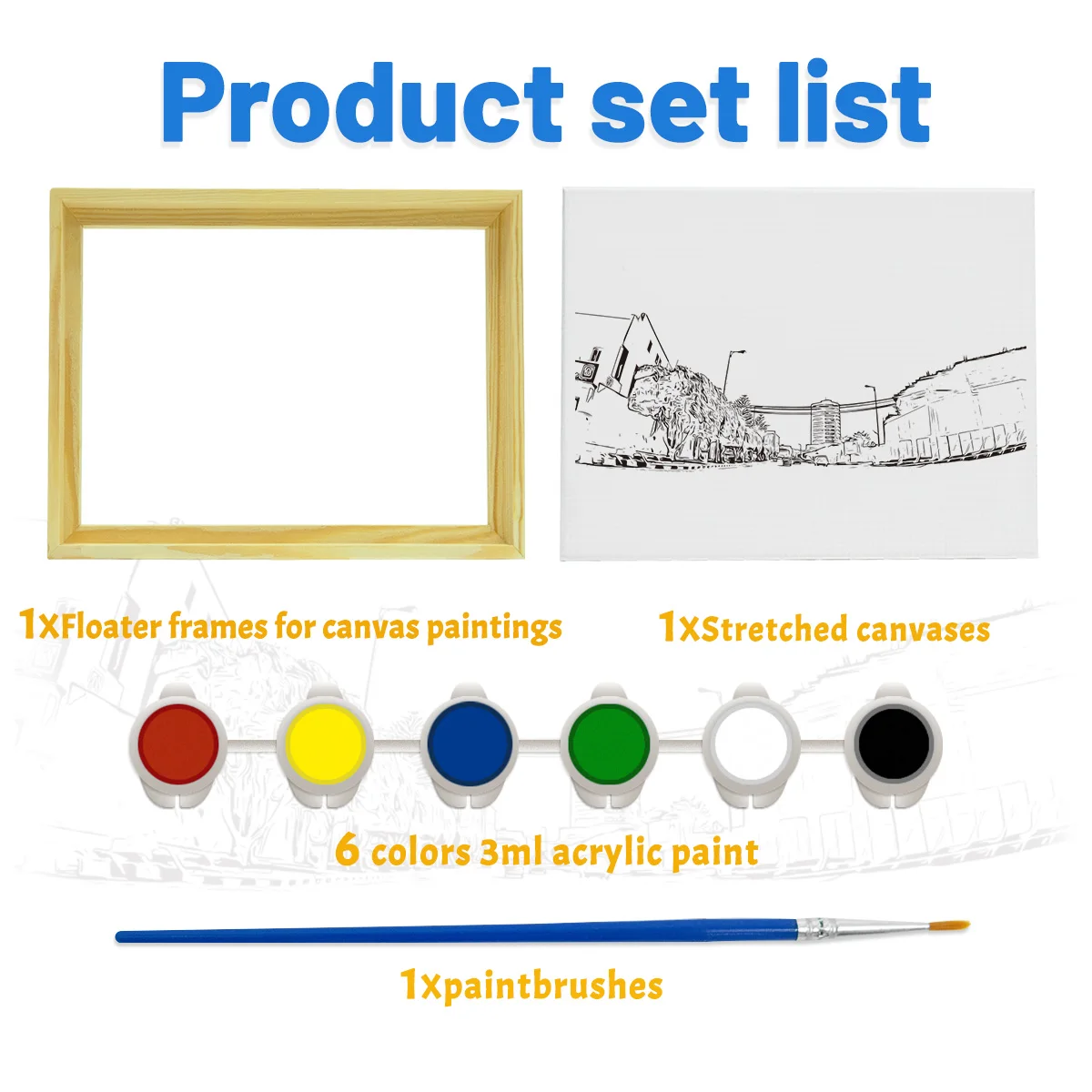 Canvas Floater Frame for 20x30cm Oil Paintings, DIY Wooden Floating Frame with 1.6cm Deep for Stretched Canvas Bedroom Decor