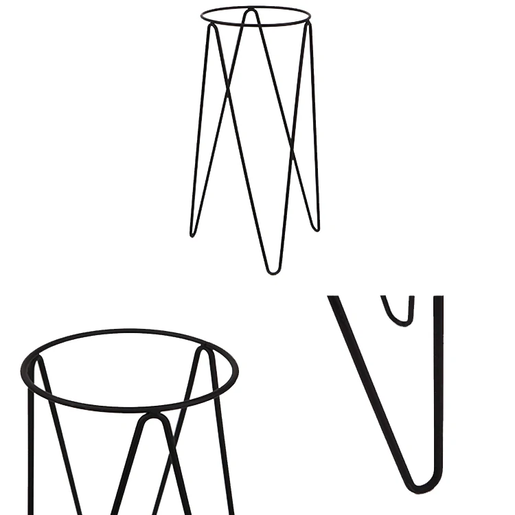 Tall Floor Garden Iron Flower Pot Stand With Triangular Base