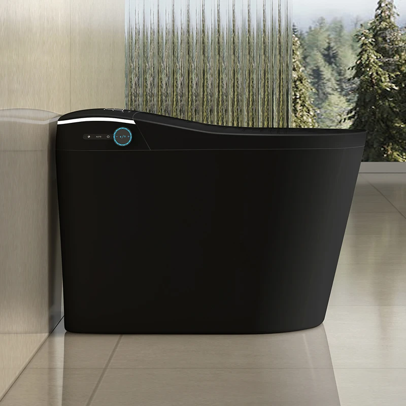 Modern Luxury Auto Sensor Flush European Bathroom Ceramic Intelligent Automatic Wc Black Smart Toilet