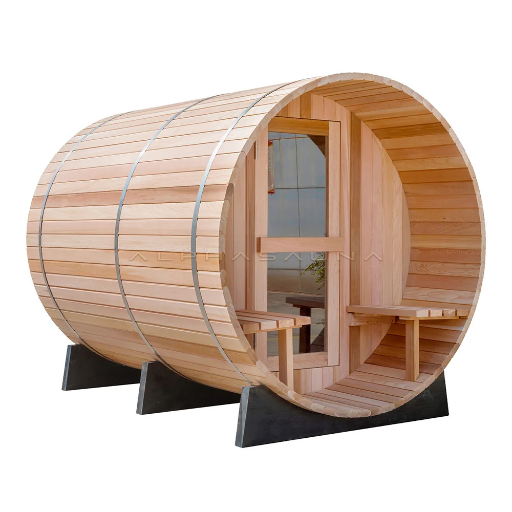 Outdoor Wood Steam Sauna Garden Tradion Outdoor 4 Person Barrel Sauna Salt Room
