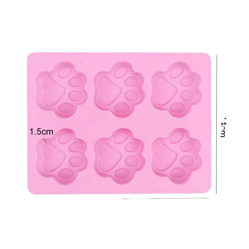 1Pc Cute Pet Cat Dog Paws Silicone Mold 6 Holes Chocolate Cake Cookie Candy Mould DIY Baking Mold Handmade Soap Molds