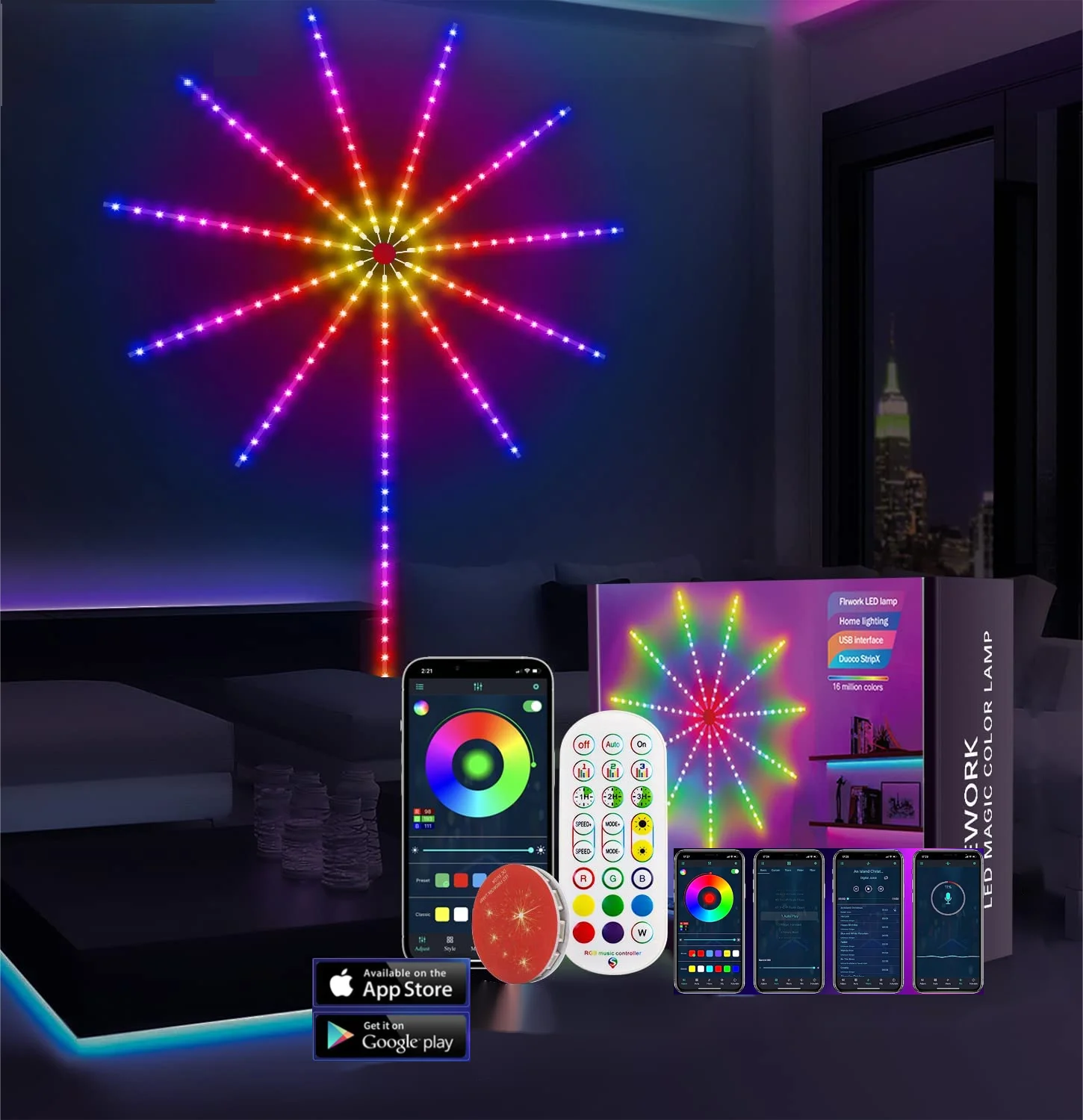 Smart Rgbic Non Waterproof Music Sound Sync 5050 Smd Led Strips Bluetooth Firework Lights For New Year Christmas Bedroom Decor