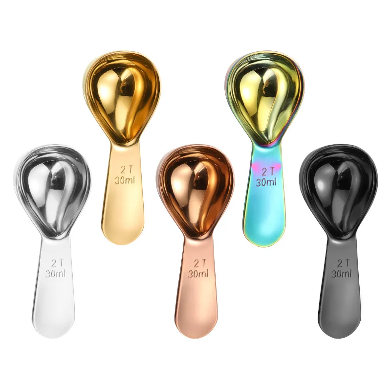 5ml 15ml 30ml Kitchen Measuring Tools Gold Metal Stainless Steel Tablespoon Coffee Baking Measuring Scoop Spoon Set