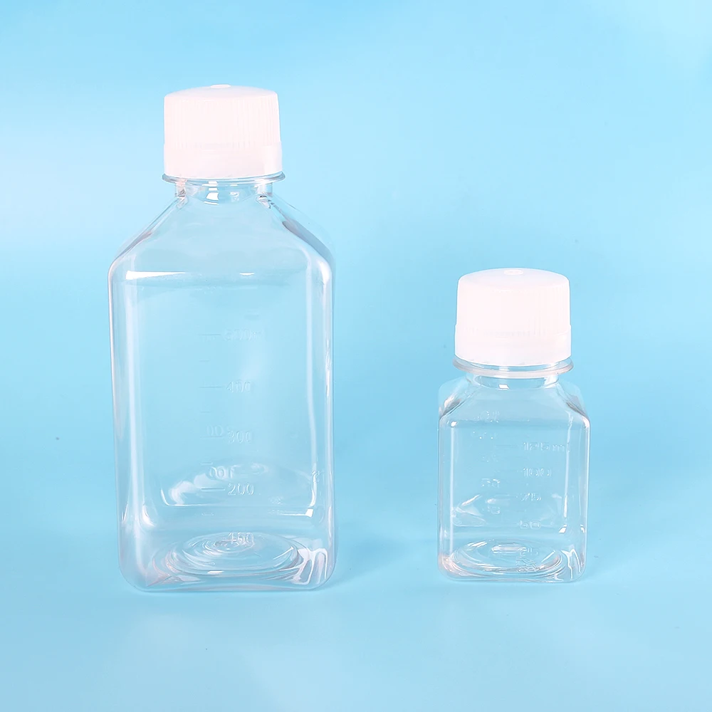 Laboratory Supplies Consumables Plastic Cell Culture Flask 500ml 125ml Square Plastic Bottle Reagent Bottle