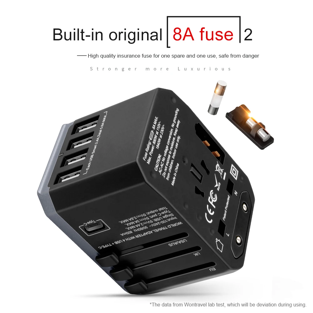 Wontravel JY-305plus портативный дорожный адаптер 4USB type c Универсальный переходник с несколькими