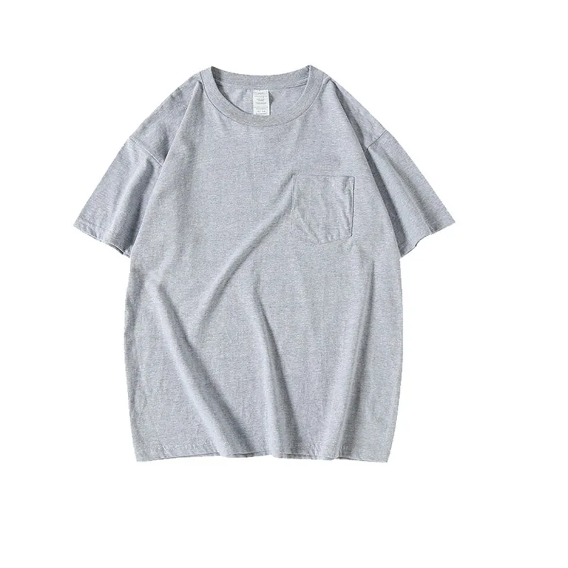 Heavyweight Pocket Short Sleeve Japanese Solid T-shirt For Men And Women