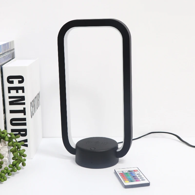 Manufacturer New Design of LED Table Lamp with Wireless Charger RGB Remote Control Mobile Phone Wireless Charger with Light Led