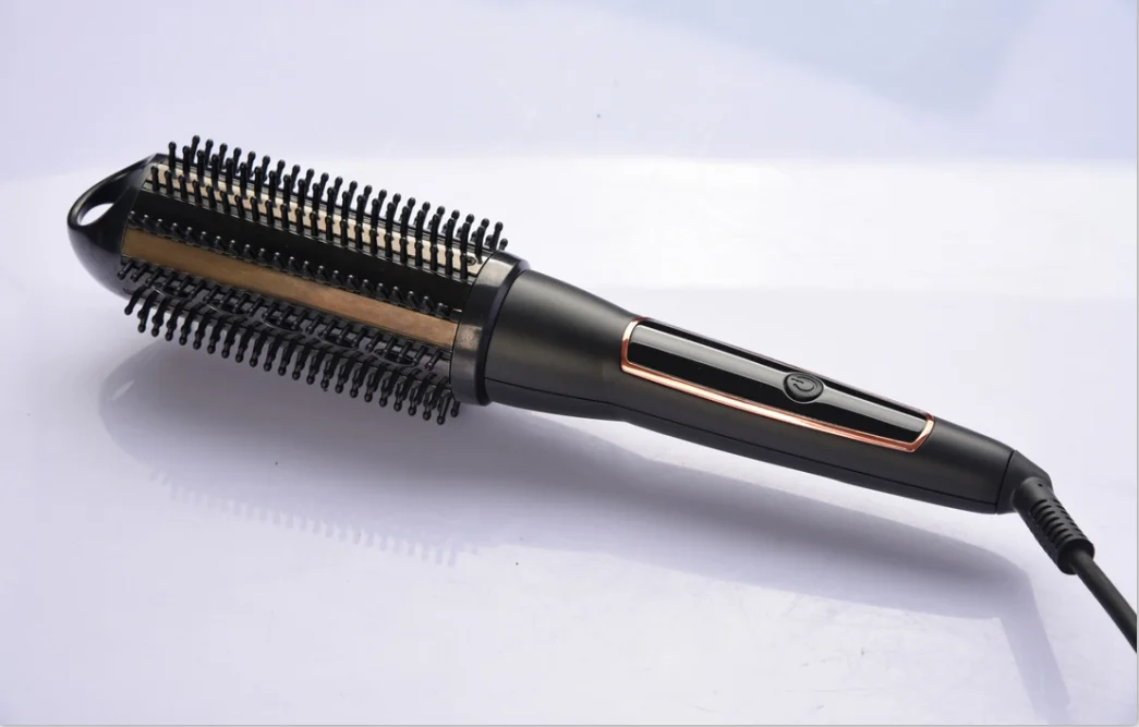 OEM Household fast drying Ionic customized electric rotating hair dryer brush hair straightener brush with LED indicator