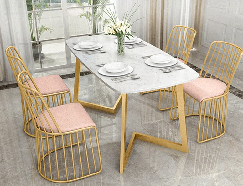 Customized Nordic Modern Marble Dining Simple Small Apartment Dining Table Home 4 People Dining Table And Chairs