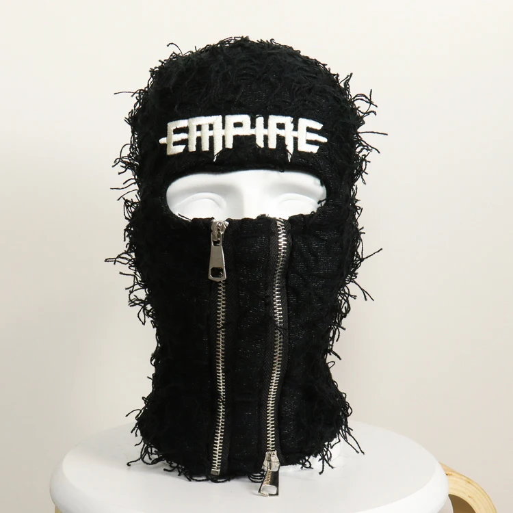 Wholesale Balaclava Custom Logo Distressed Ski Mask Balaclava Designer Winter Knit Full Face Cover